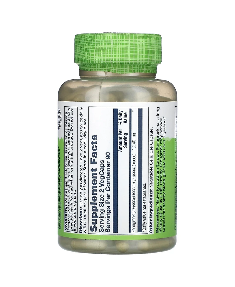 Solaray True Herbs Fenugreek - 180 VegCaps (620 mg per Capsule)