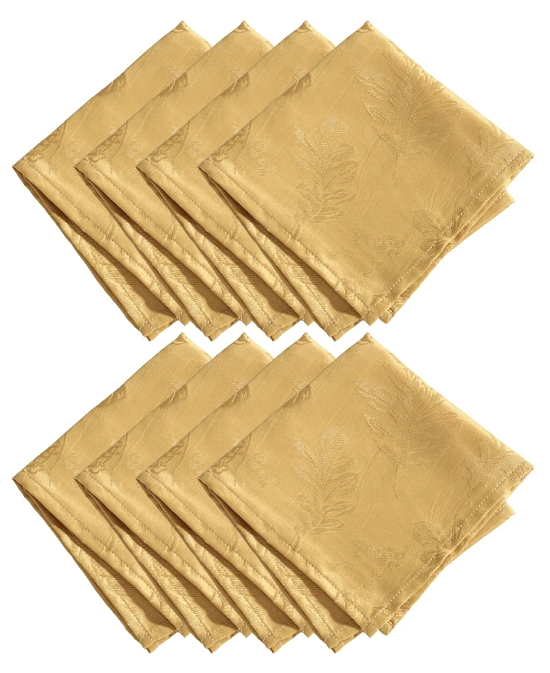 Elrene Elegant Woven Leaves Jacquard Damask Napkin, Set of 8