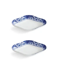Spode Blue Italian Brocato Diamond Dishes, Set of 2