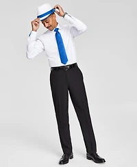 Tayion Collection Men's Slim-Fit Blue Trim Solid Dress Shirt