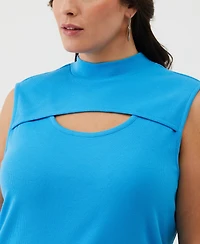 Ella Rafaella Plus Size Cutout Ribbed Sleeveless Tank Top