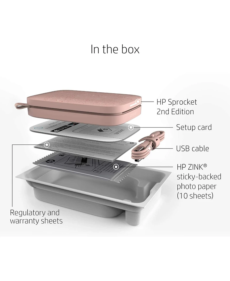 Hp Sprocket Portable 2x3" Instant Photo Printer with Zink Zero Ink Technology