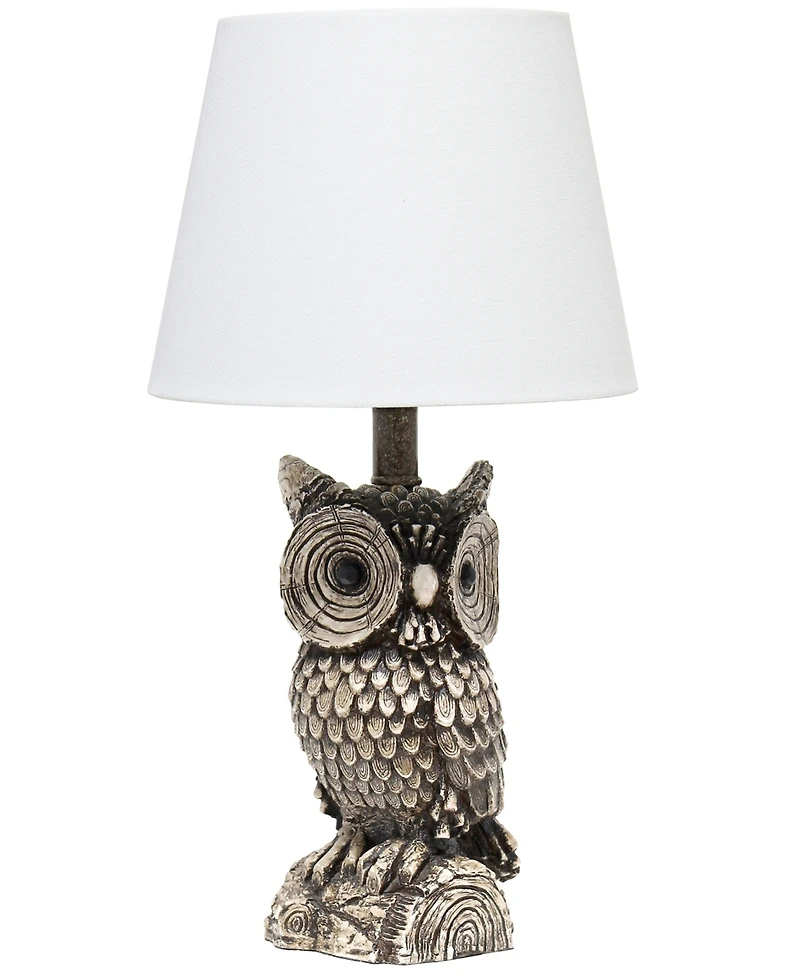 Simple Designs Woodland 19.85" Tall Contemporary Polyresin Night Owl Novelty Bedside Table Desk Lamp