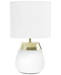 Simple Designs 14" Tall Modern Contemporary Two Toned Metallic Gold and White Metal Bedside Table Desk Lamp