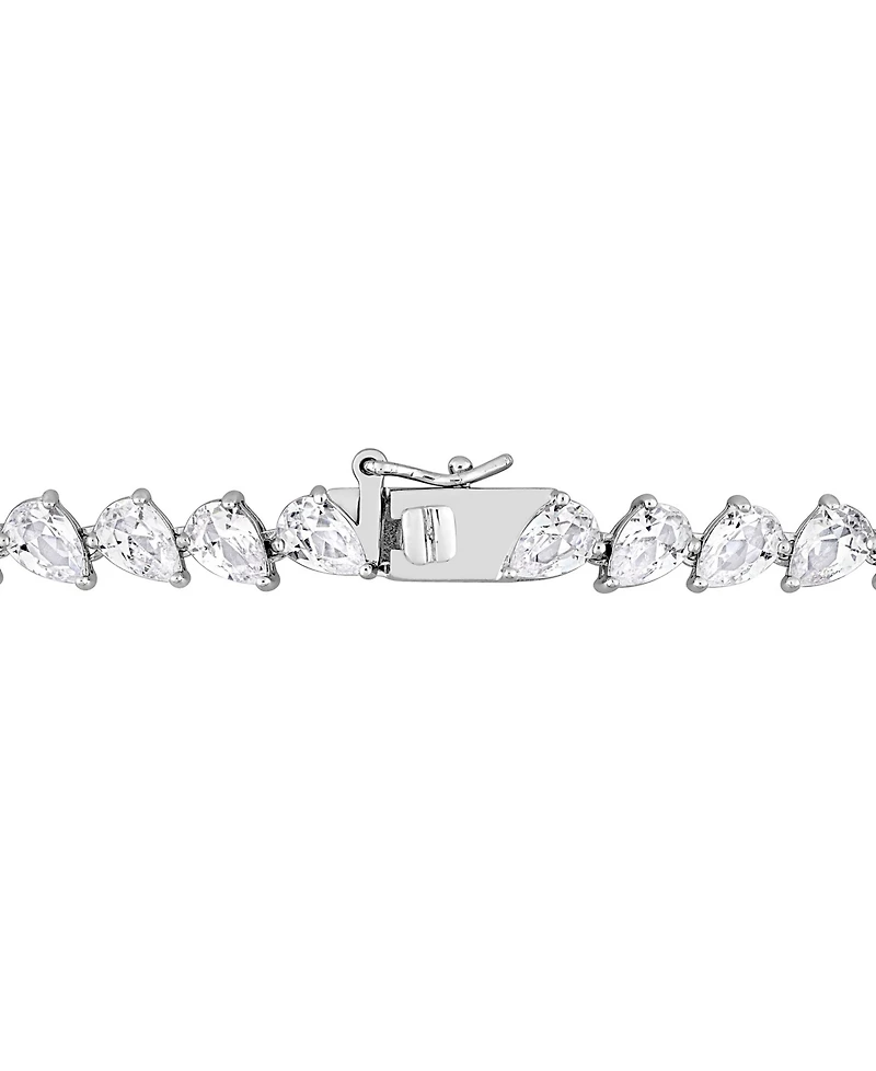 Lab-Grown White Sapphire Pear 18" Tennis Necklace (39-1/2 ct. t.w.) in Sterling Silver