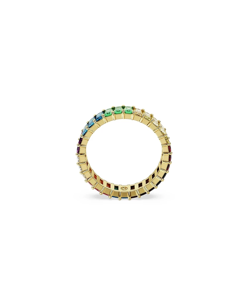 Swarovski Multicolored Baguette Cut Gold-Tone Plated Matrix Ring