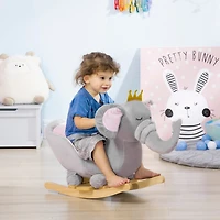 Qaba Baby Rocking Horse, Plush Animal Rocker w/ Realistic Sound, Pedals