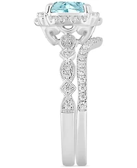 Aquamarine (1-1/4 ct. t.w.) & Diamond (1/2 Bridal Set 14k White Gold