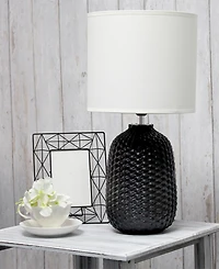 Simple Designs 20.4" Tall Traditional Ceramic Purled Texture Bedside Table Desk Lamp with White Fabric Drum Shade