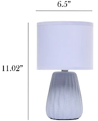 Simple Designs 11.02" Traditional Mini Modern Ceramic Texture Pastel Accent Bedside Table Desk Lamp with Matching Fabric Shade