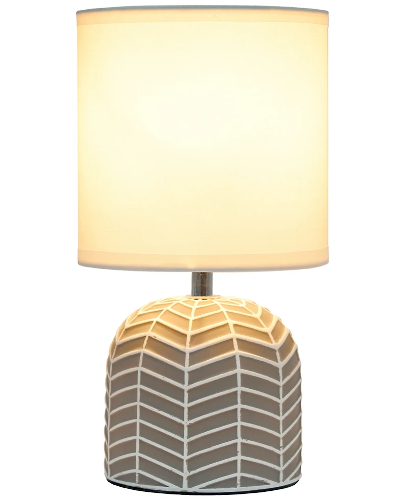 Simple Designs 10.43" Petite Contemporary Webbed Waves Base Bedside Table Desk Lamp with White Fabric Drum Shade