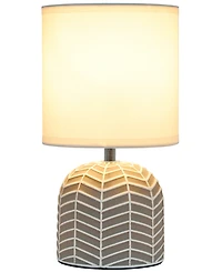 Simple Designs 10.43" Petite Contemporary Webbed Waves Base Bedside Table Desk Lamp with White Fabric Drum Shade