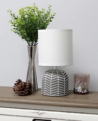 Simple Designs 10.43" Petite Contemporary Webbed Waves Base Bedside Table Desk Lamp with White Fabric Drum Shade