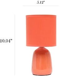 Simple Designs 10.04" Tall Traditional Ceramic Thimble Base Bedside Table Desk Lamp with Matching Fabric Shade
