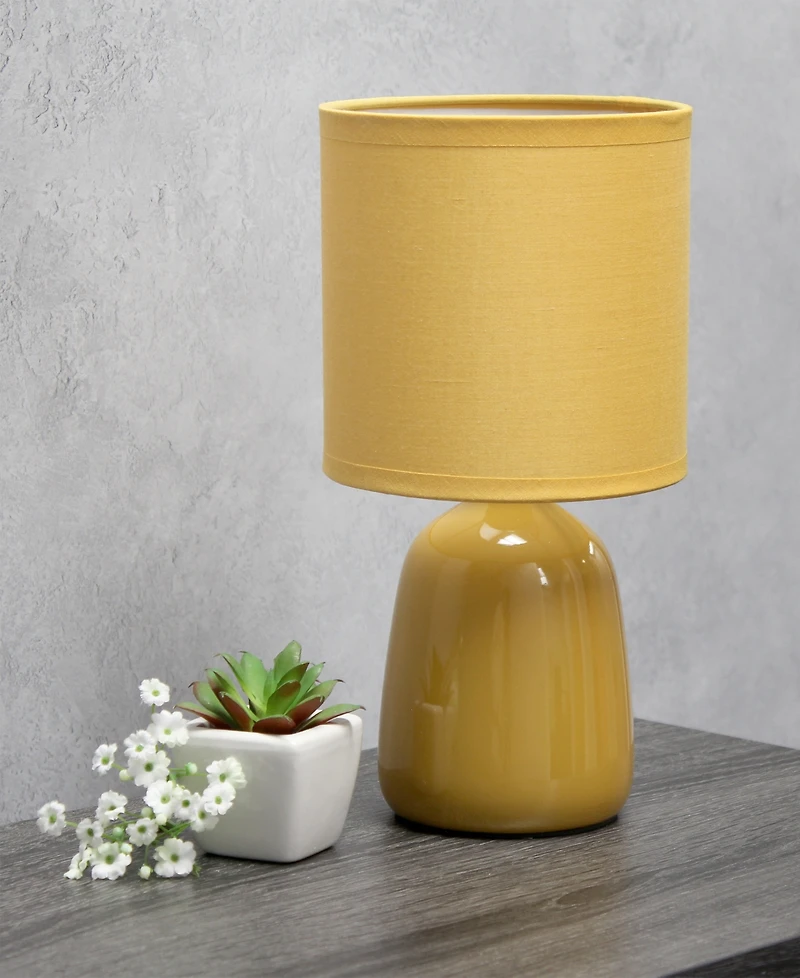 Simple Designs 10.04" Tall Traditional Ceramic Thimble Base Bedside Table Desk Lamp with Matching Fabric Shade