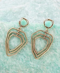 Barse Genuine Chrysoprase Golden Bronze Abstract Drop Earrings