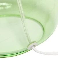 Simple Designs Glass Table Lamp with Fabric Shade, Green White Shade