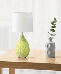 Creekwood Home Essentix 14.17" Traditional Ceramic Textured Thumbprint Tear Drop Shaped Table Desk Lamp