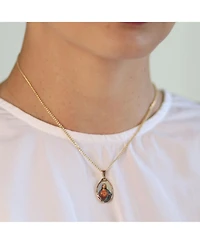 Bling Jewelry Oval Religious Medal Medallion Sacred Heart Of Jesus Photo Pendant Necklace Yellow Gold Plated
