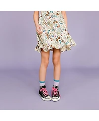 Mightly Toddler Girls Fair Trade Organic Cotton Print Sleeveless Twirl Dress