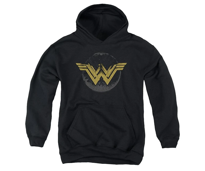 Wonder Woman Movie Youth Distressed Logo Pull Over Hoodie / Hooded Sweatshirt