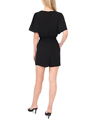 CeCe Women's Flutter-Sleeve V-Neck Smocked Romper
