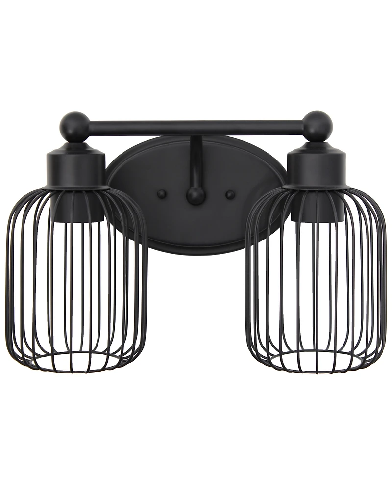 Lalia Home Ironhouse Two Light Industrial Decorative Cage Vanity Uplight Downlight Wall Mounted Fixture