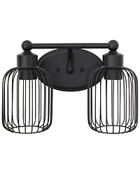 Lalia Home Ironhouse Two Light Industrial Decorative Cage Vanity Uplight Downlight Wall Mounted Fixture