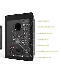 Kanto Tuk Premium Powered Bookshelf Speakers with Headphone Out, Usb Dac, Dedicated Phono Pre-amp, & Bluetooth - Pair