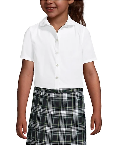 Lands' End Little Girls Short Sleeve Peter Pan Collar Broadcloth Shirt
