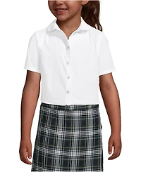 Lands' End Little Girls Short Sleeve Peter Pan Collar Broadcloth Shirt