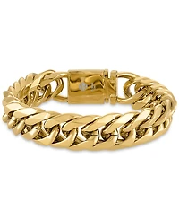 Esquire Men's Jewelry Polished Wide Curb Link Bracelet Stainless Steel, Created for Macy's