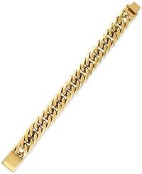 Esquire Men's Jewelry Polished Wide Curb Link Bracelet Stainless Steel, Created for Macy's