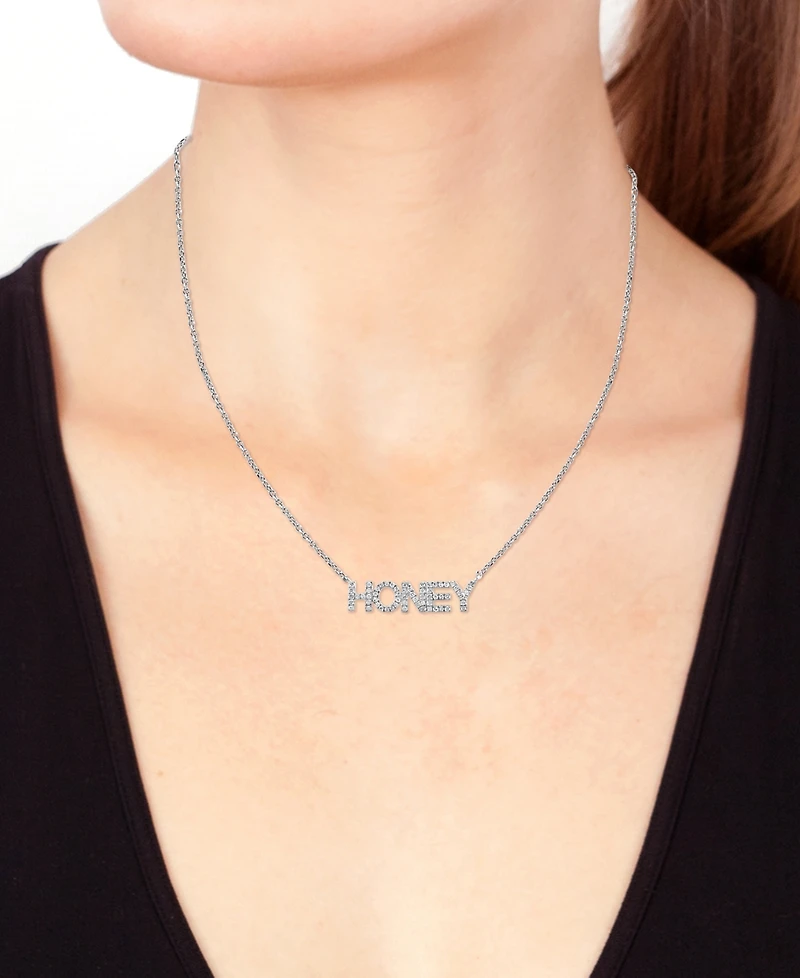 Effy Diamond Happy 18" Pendant Necklace (1/5 ct. t.w.) in Sterling Silver