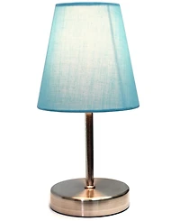 Creekwood Home Nauru 10.5" Traditional Petite Metal Stick Bedside Table Desk Lamp with Fabric Empire Shade