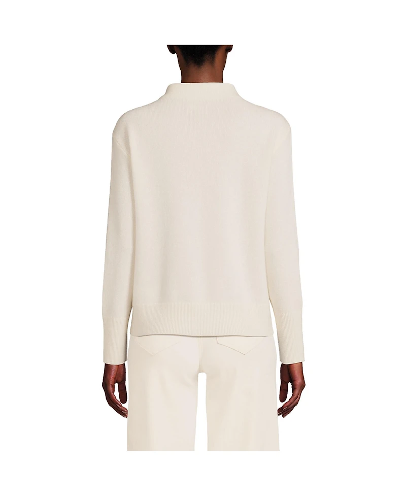 Lands' End Women's Cashmere Funnel Neck Sweater