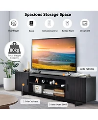Slickblue Modern Wood Universal Tv Stand for Tv up to 65 Inch with 2 Storage Cabinets