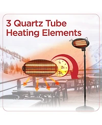 Black and Decker Patio Floor Electric Heater, Patio Heater Stand for Outdoors with 3 Heat Settings