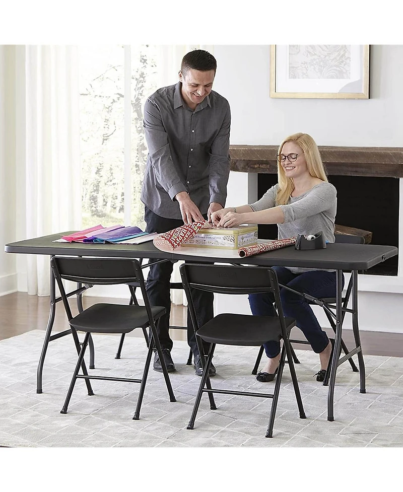 Sugift 6 ft Plastic Folding Table Portable Fold-in-Half Table for Outdoor