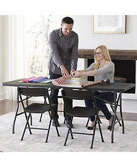 Sugift 6 ft Plastic Folding Table Portable Fold-in-Half Table for Outdoor