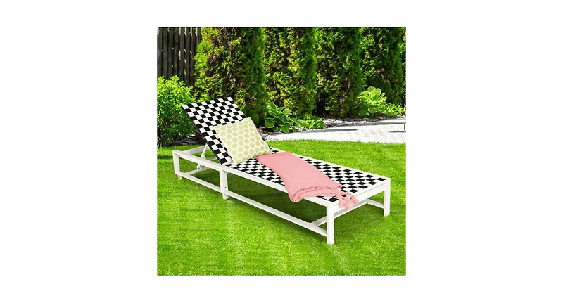 Slickblue Patio Adjustable Reclining Chair Lounge Chair Chaise for Garden Deck Wheel