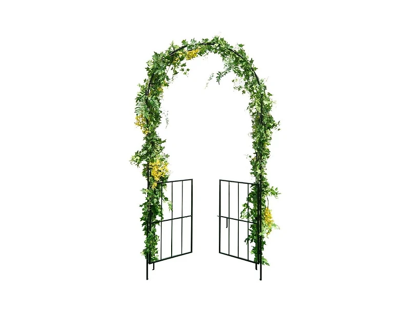 Slickblue Garden Arch Arbor Trellis with Gate Patio Plant Stand Archway-Black