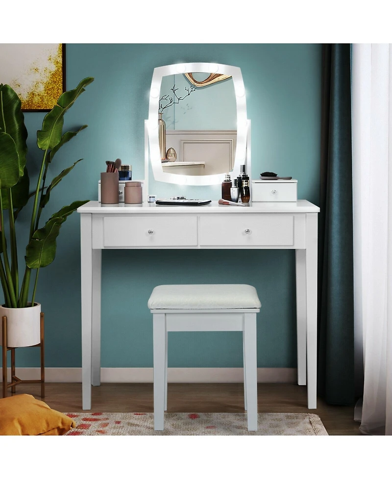 Slickblue Vanity Table Set with Lighted Mirror for Bedroom and Dressing Room