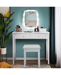 Slickblue Vanity Table Set with Lighted Mirror for Bedroom and Dressing Room