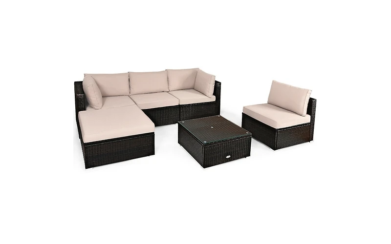 6-Piece Outdoor Patio Sectional Sofa Set with Coffee Table Comfortable and Stylish Seating for Your Garden or