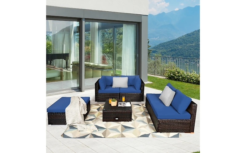 6-Piece Outdoor Patio Sectional Sofa Set with Coffee Table Comfortable and Stylish Seating for Your Garden or Patio