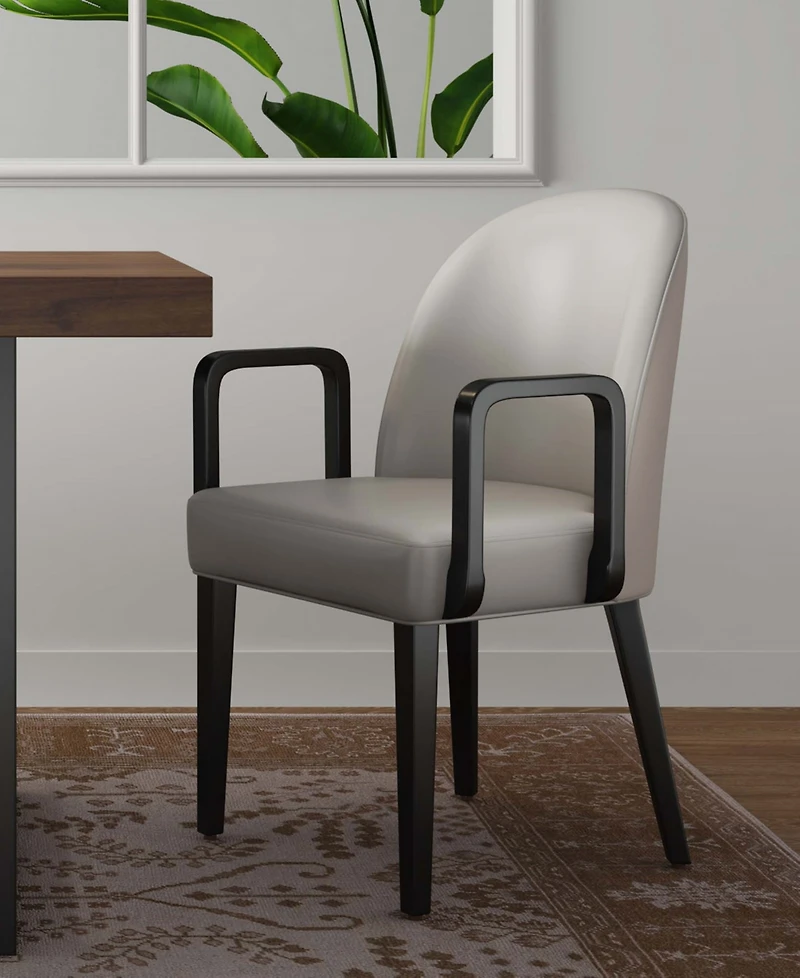 Manhattan Comfort Hillman Leatherette and Velvet Upholstered Dining Armchair