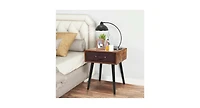 Slickblue Mid-Century End Accent Bedside Table-Brown