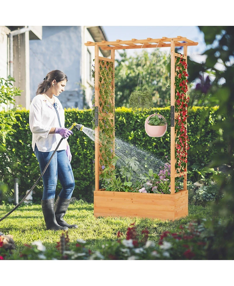 Slickblue Raised Garden Bed with Arch Trellis-Orange
