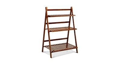 Slickblue 3 Tiers Outdoor Stand Bamboo Flower Pot Shelf